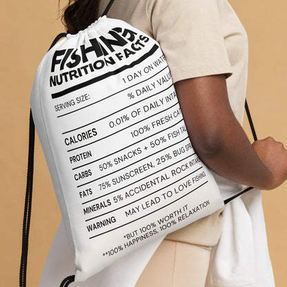 Fishing Nutrition Facts Drawstring Bag