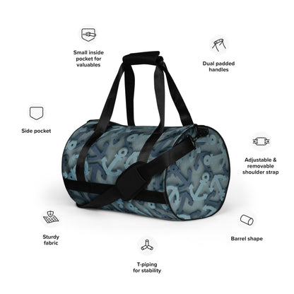 Silver Anchors Gym Bag