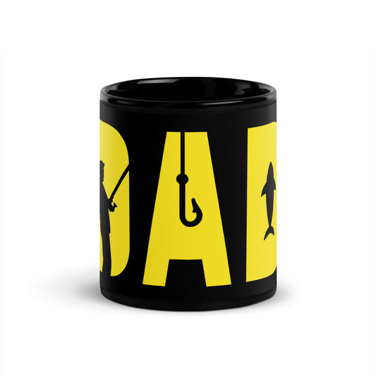 Dad Fishing Black Glossy Mug