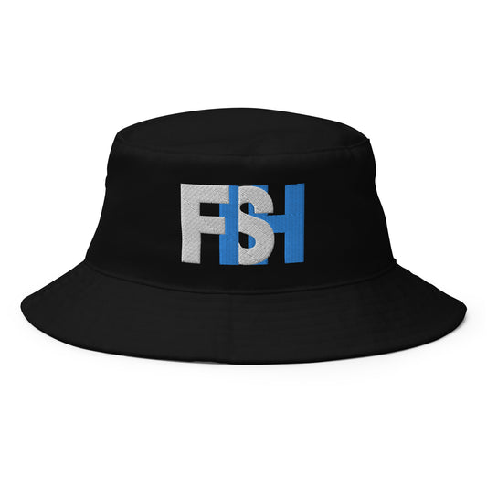 Fish White & Blue Bucket Hat