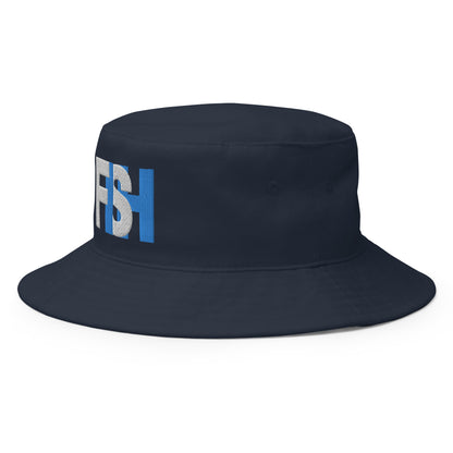 Fish White & Blue Bucket Hat