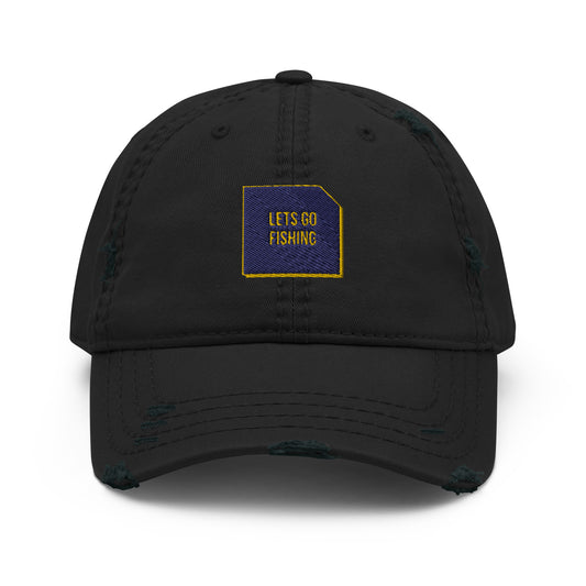 Lets Go Fishing File Distressed Dad Hat