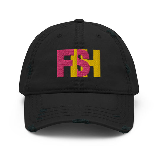 Fish Pink & Yellow Distressed Dad Hat