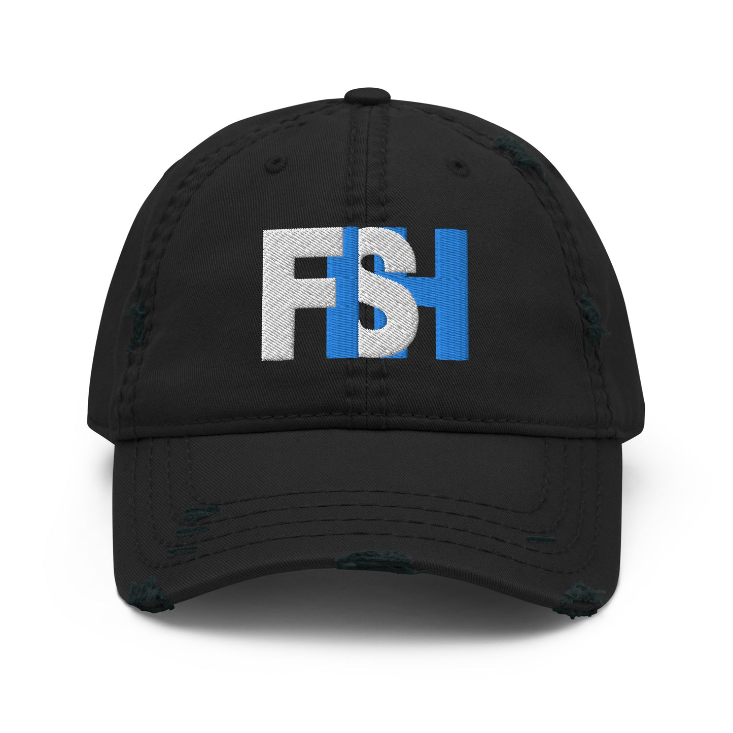 Fish Blue & White Distressed Dad Hat