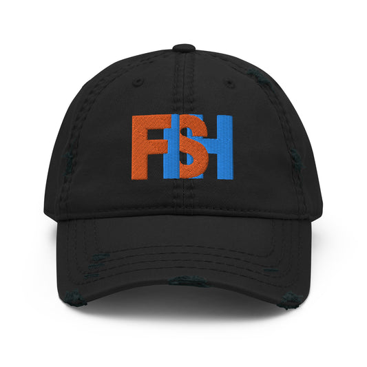 Fish Orange & Blue Distressed Dad Hat