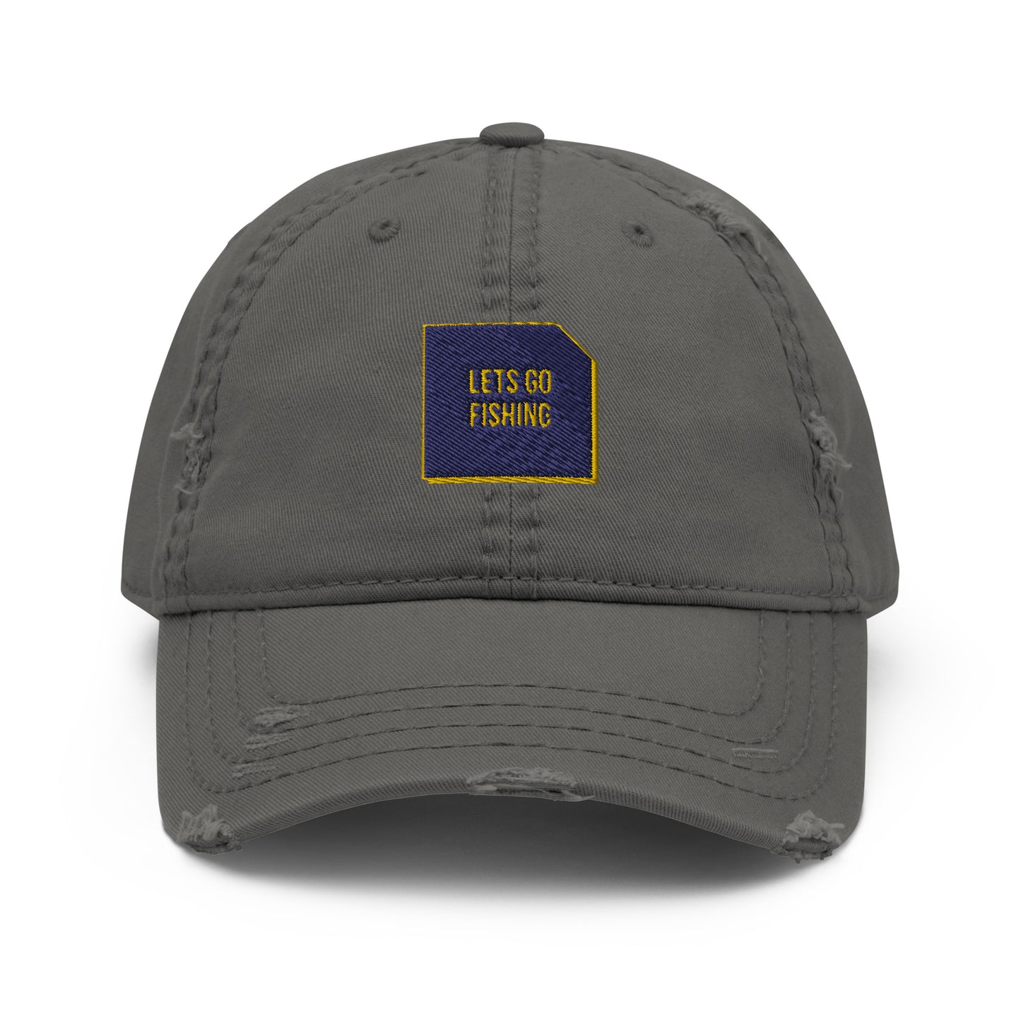 Lets Go Fishing File Distressed Dad Hat