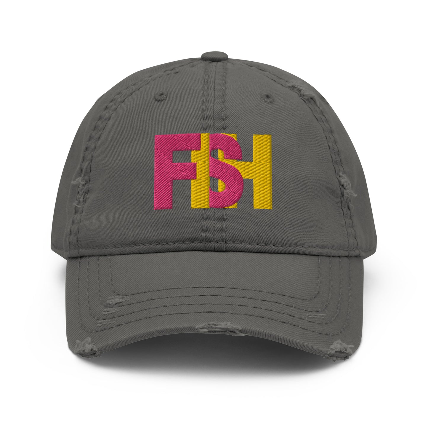 Fish Pink & Yellow Distressed Dad Hat