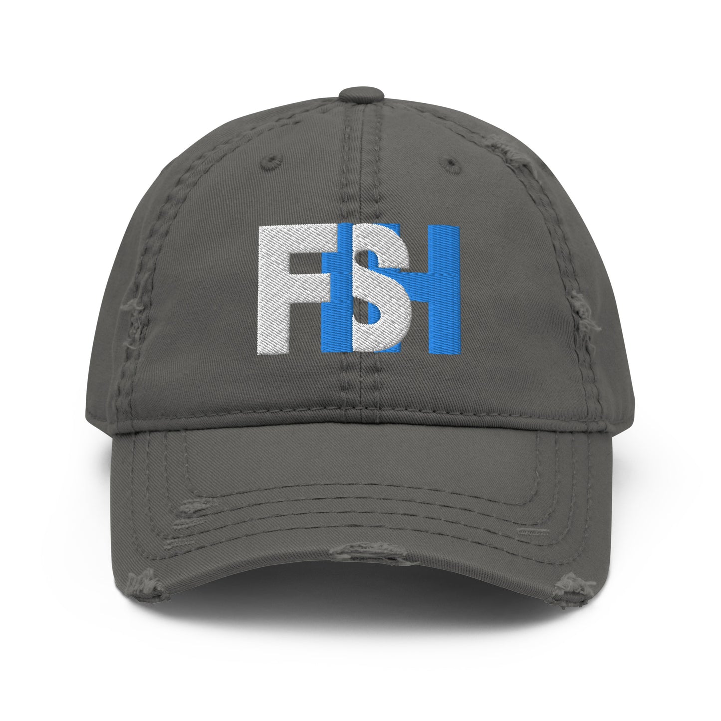 Fish Blue & White Distressed Dad Hat