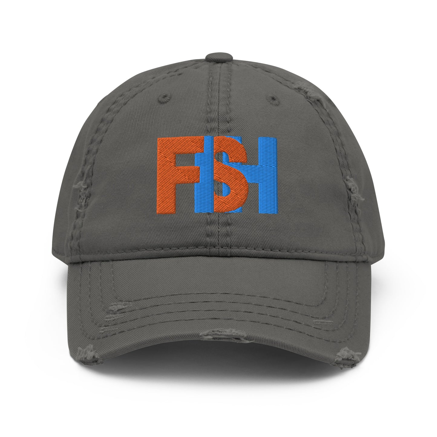 Fish Orange & Blue Distressed Dad Hat