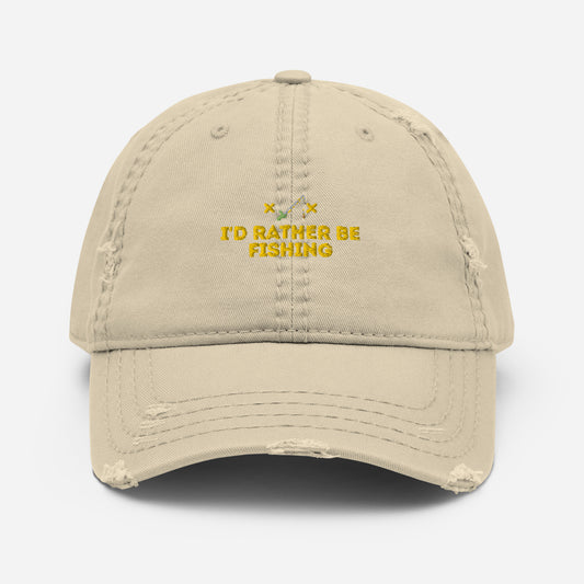 I'd Rather Be Fishing Distressed Dad Hat