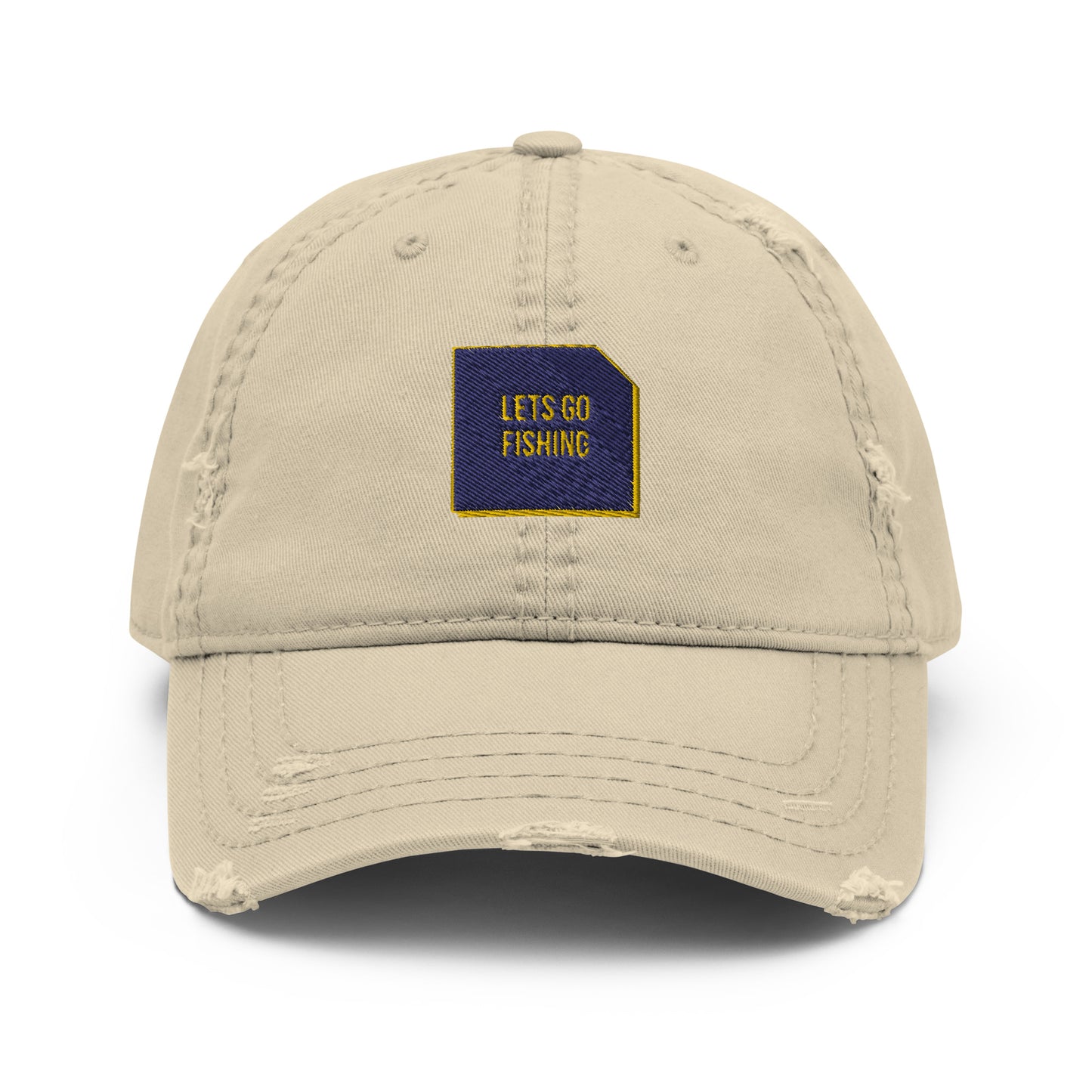 Lets Go Fishing File Distressed Dad Hat