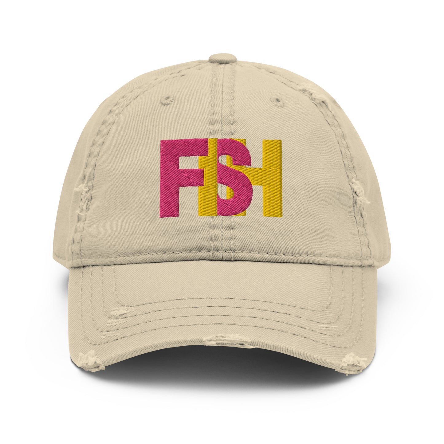 Fish Pink & Yellow Distressed Dad Hat