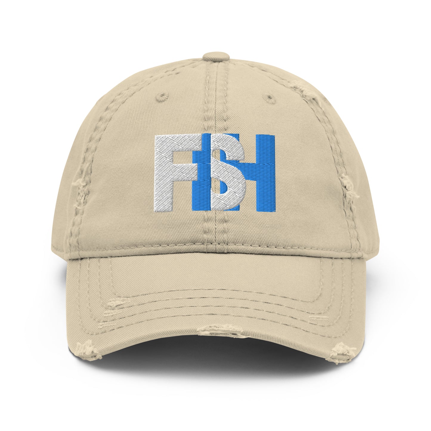 Fish Blue & White Distressed Dad Hat