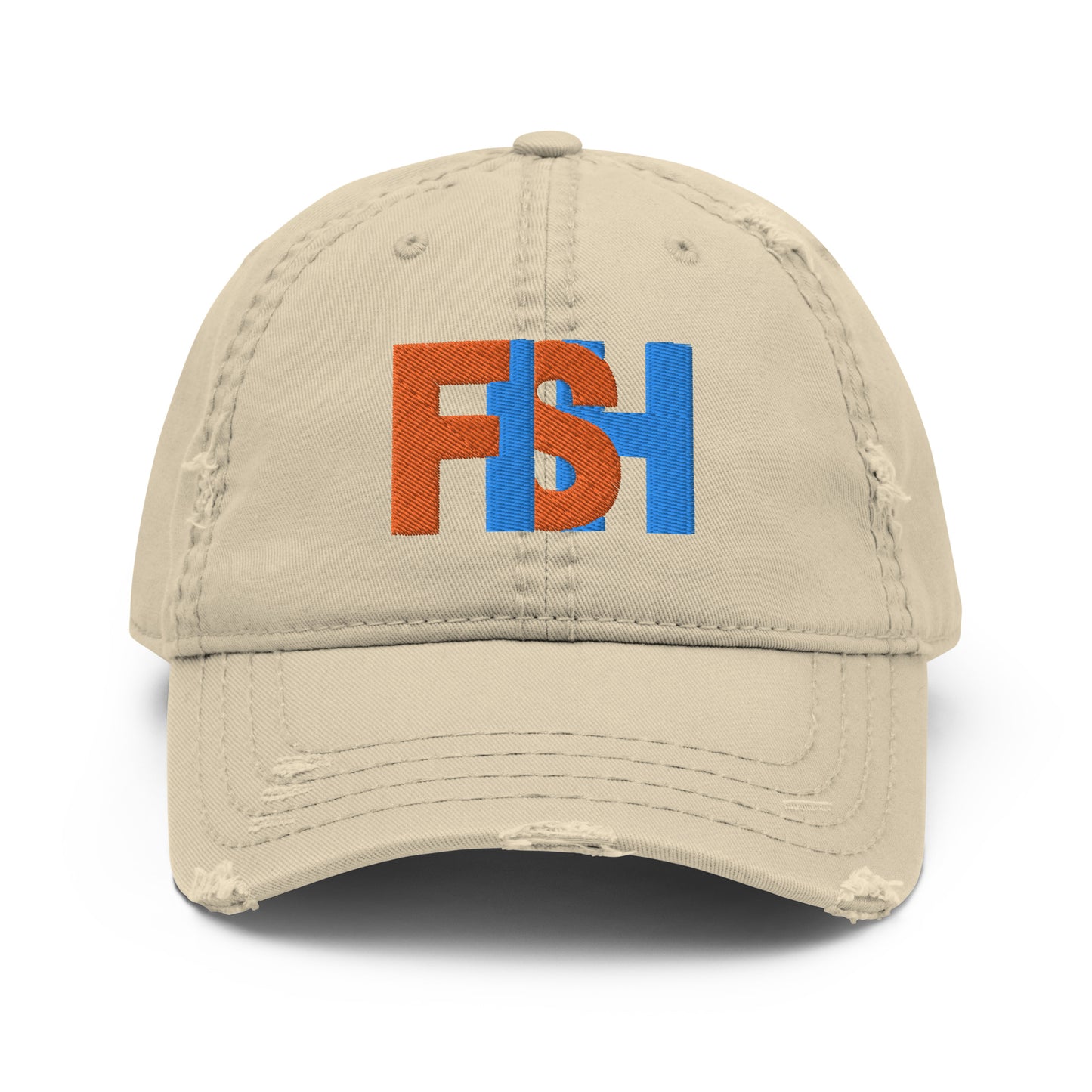 Fish Orange & Blue Distressed Dad Hat