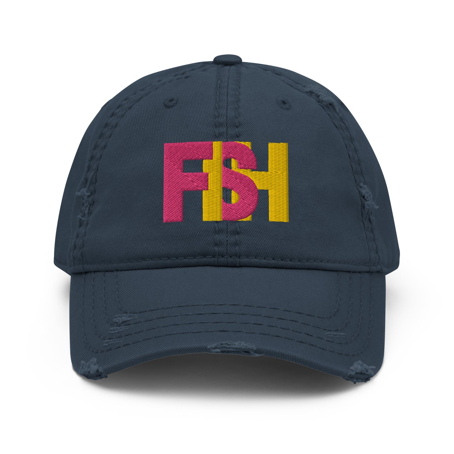 Fish Pink & Yellow Distressed Dad Hat