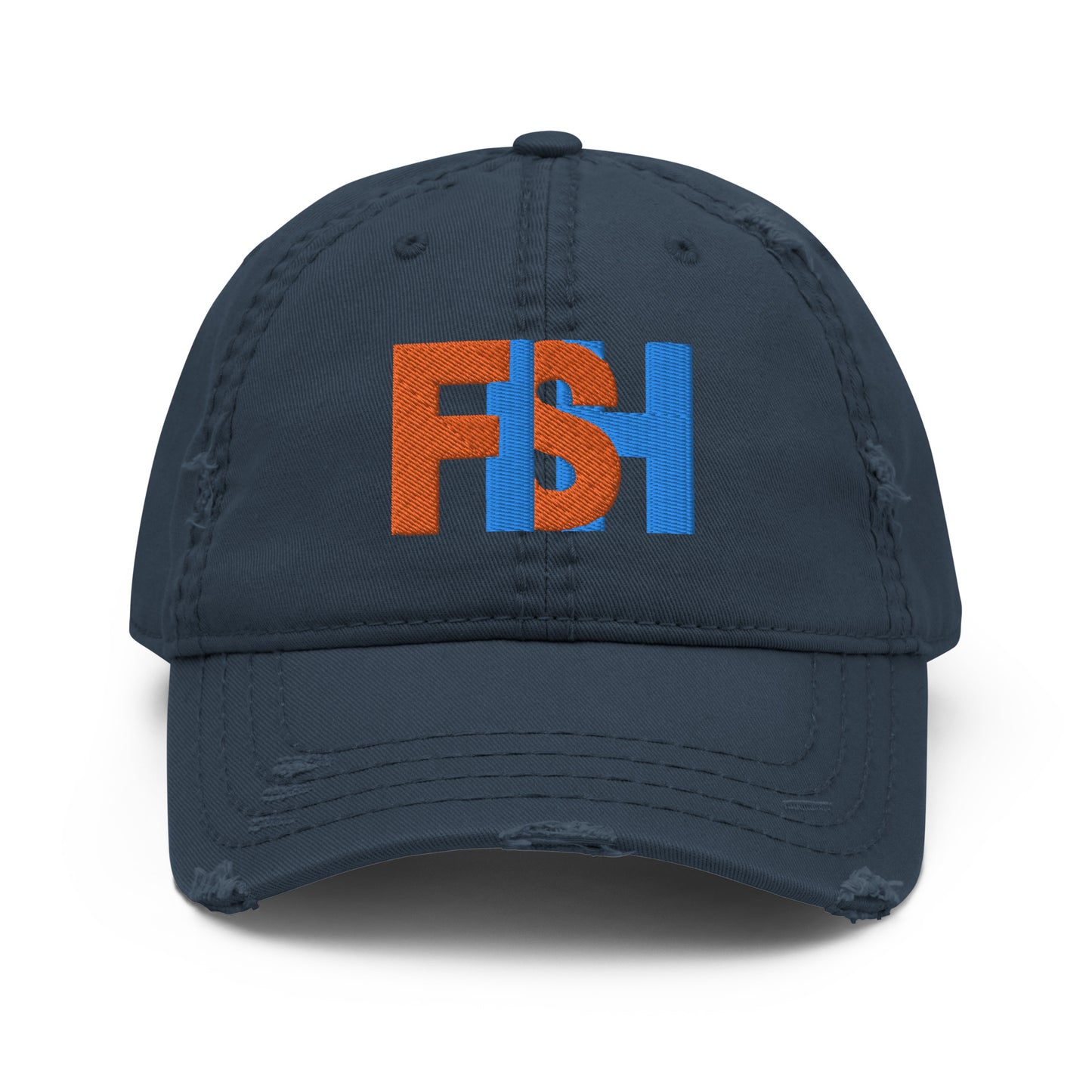 Fish Orange & Blue Distressed Dad Hat