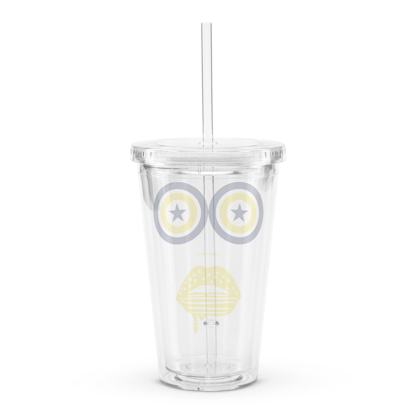 American Face Clear plastic tumbler