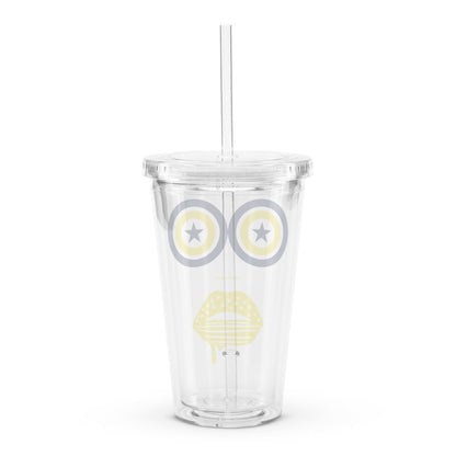 American Face Clear plastic tumbler