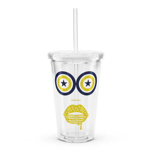 American Face Clear plastic tumbler