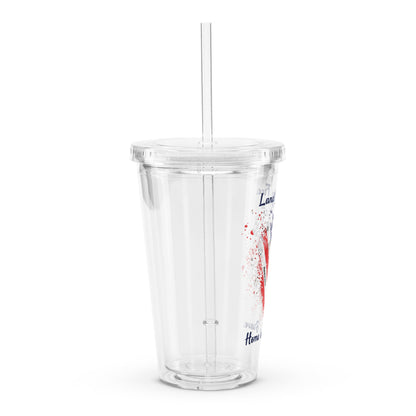 Land of the Free USA Clear plastic tumbler