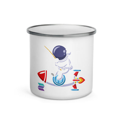 Spaceman Fishing Enamel Mug