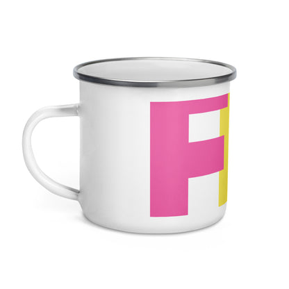 Fish Pink & Yellow Enamel Mug