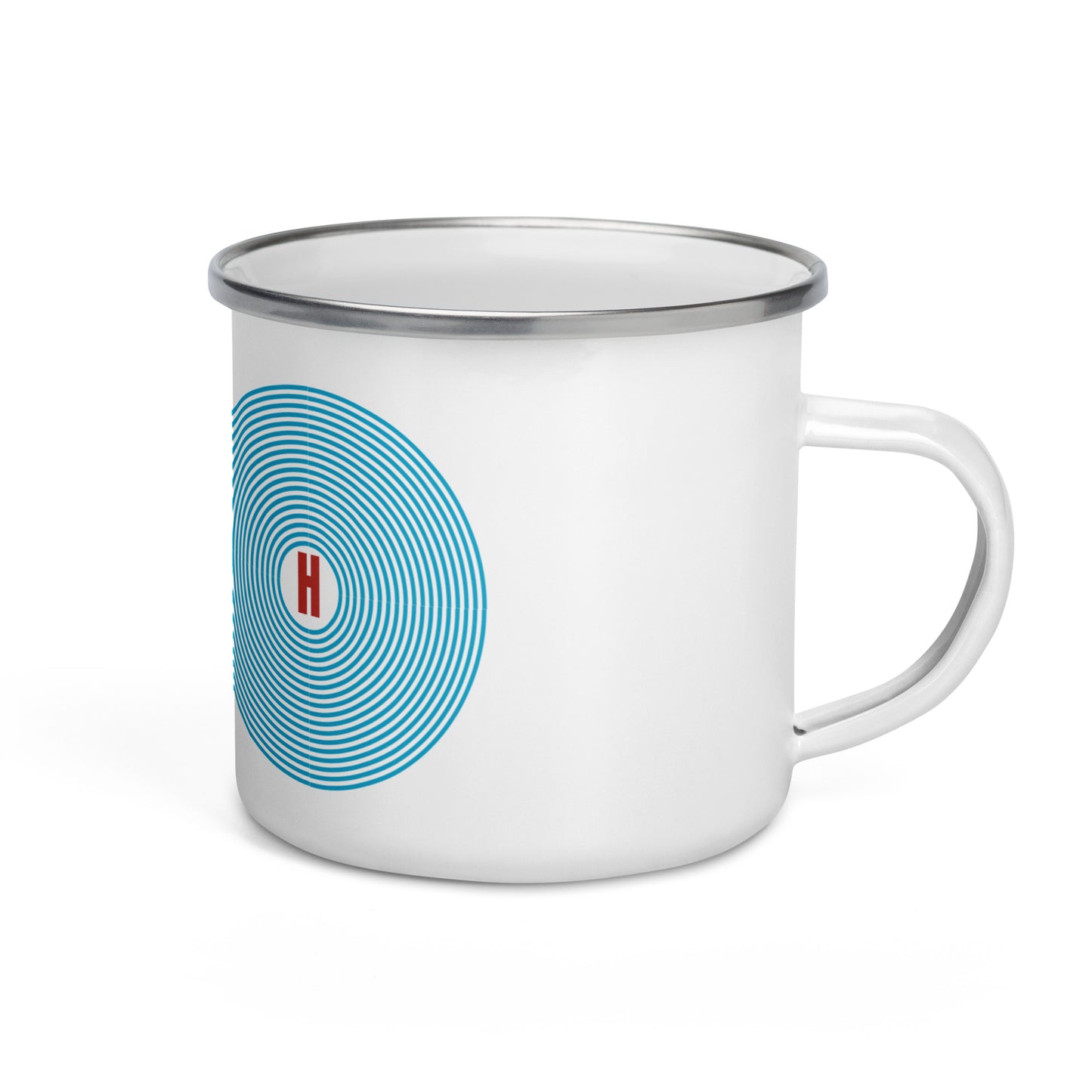 Round Shaped H Blue Enamel Mug