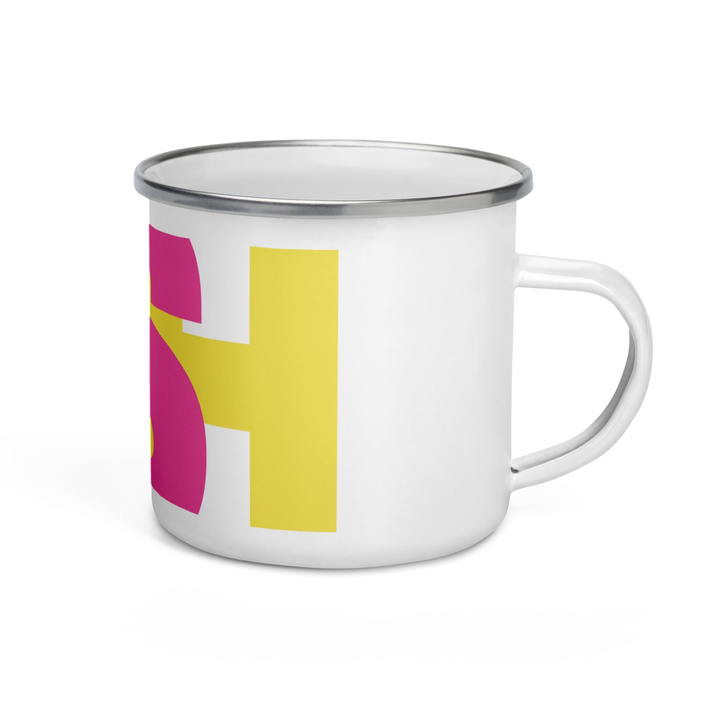 Fish Pink & Yellow Enamel Mug