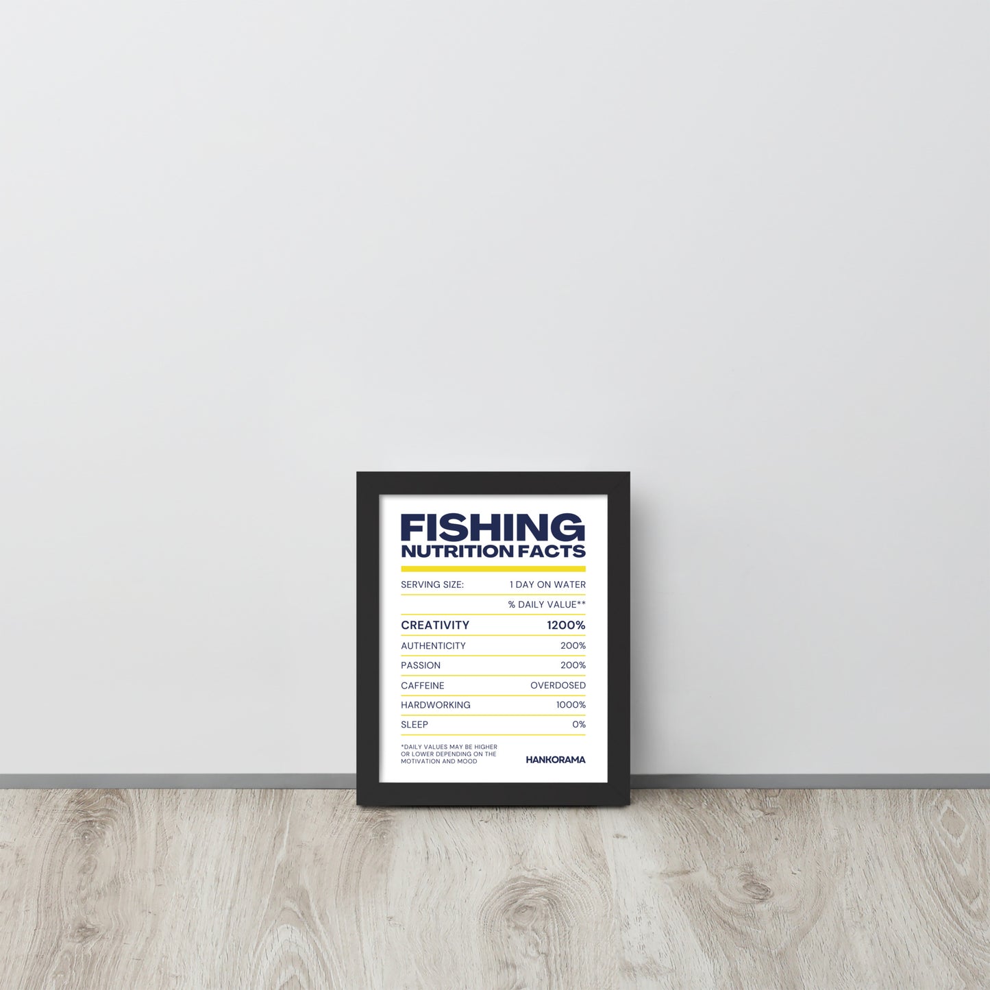 Fishing Nutrition Facts Framed Art Poster