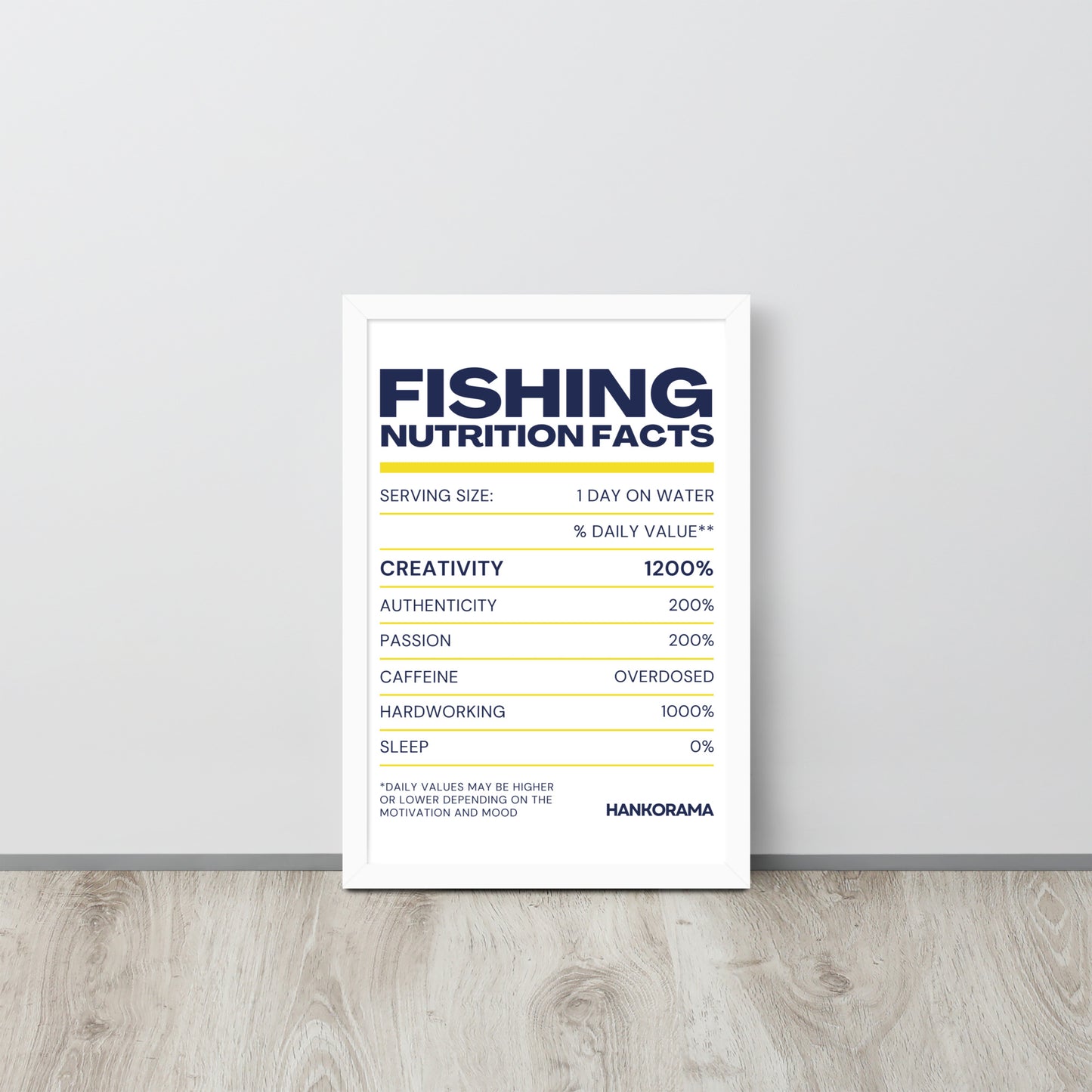 Fishing Nutrition Facts Framed Art Poster