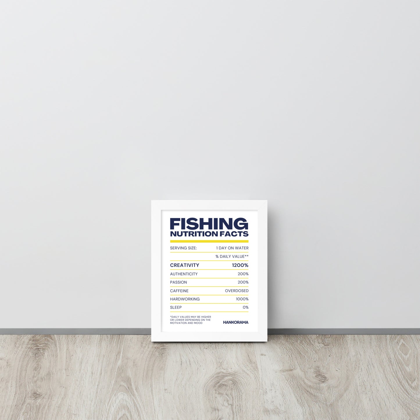 Fishing Nutrition Facts Framed Art Poster