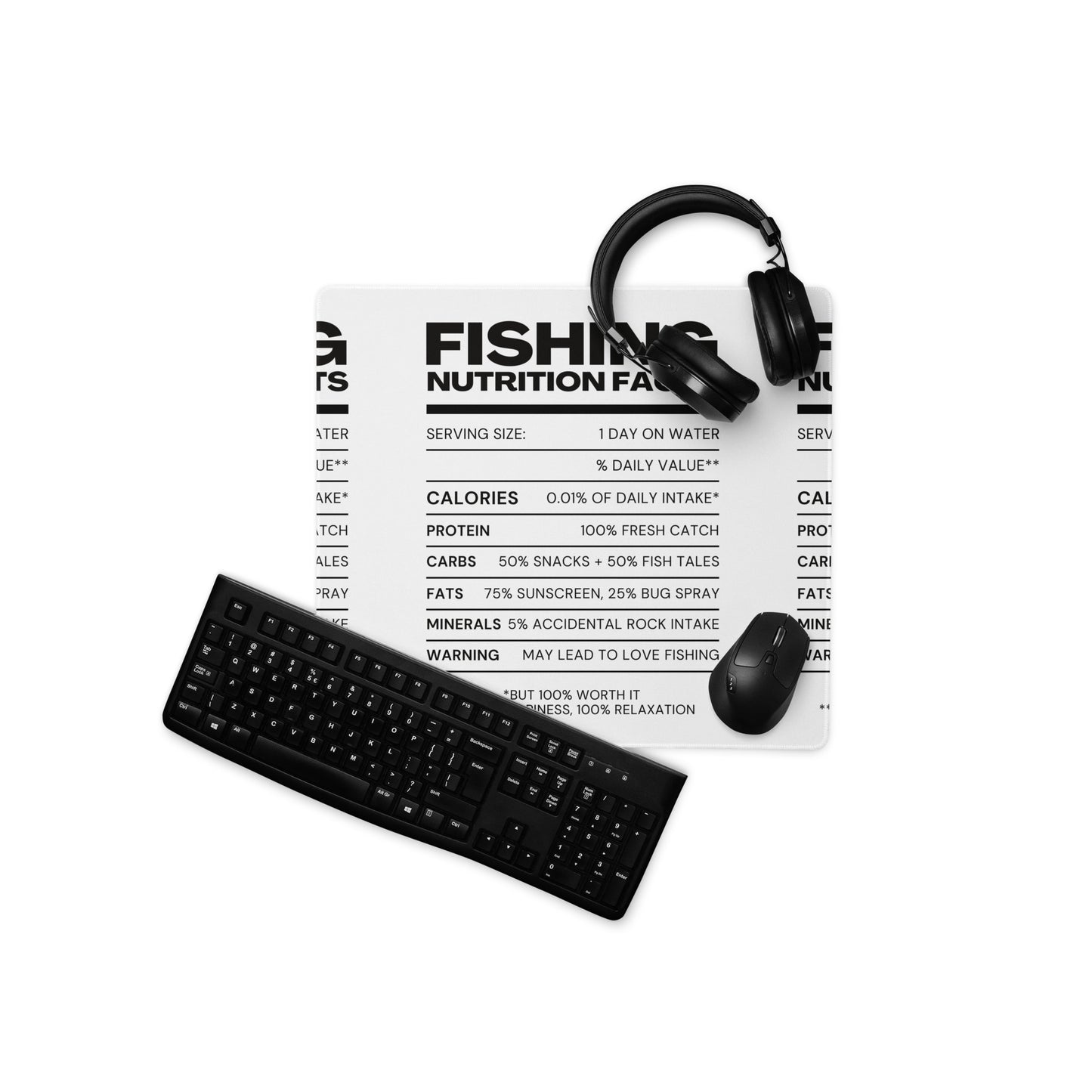 Fishing Nutrition Facts Gaming Mouse Pad