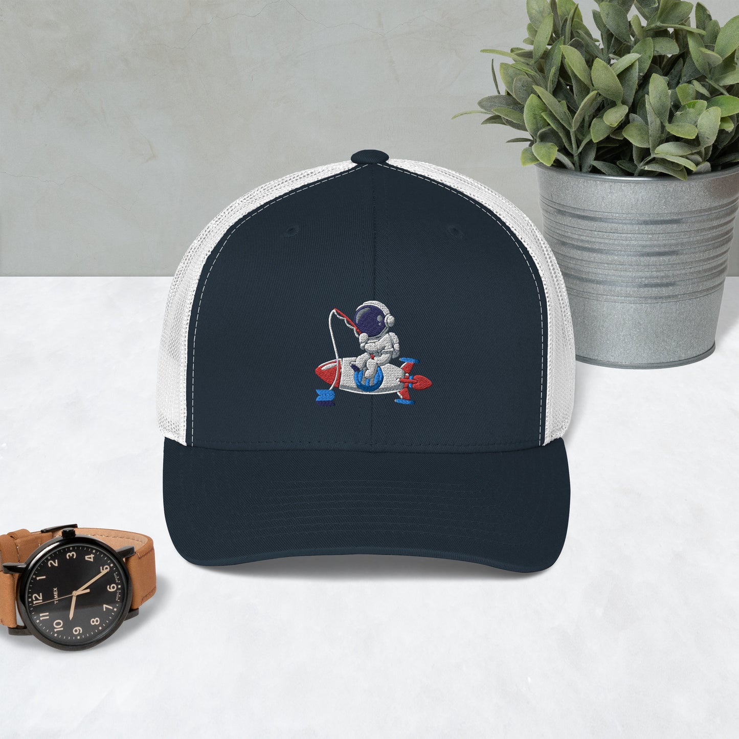 Fishing Spaceman Trucker Cap