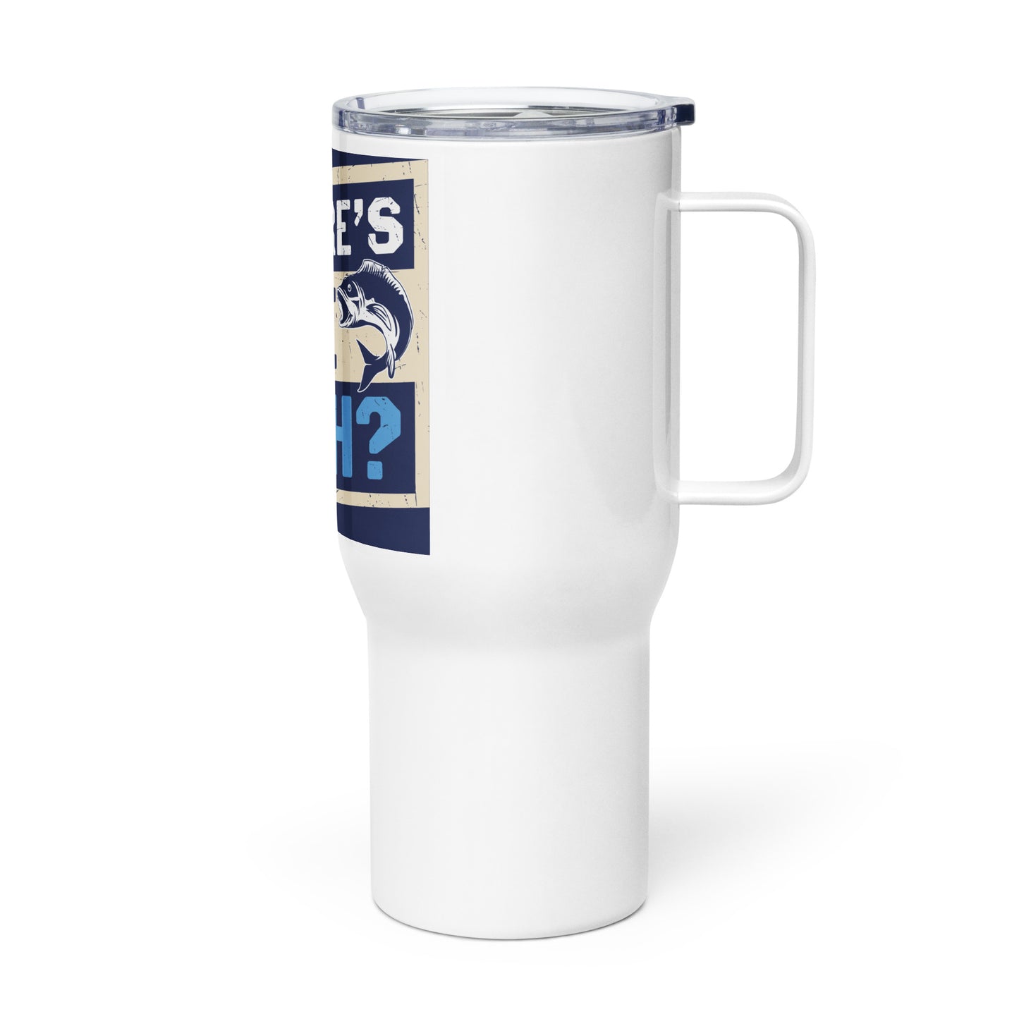 WTF Blue Travel Mug with Handle