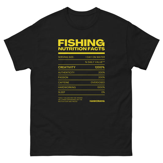 Fishing Nutrition Facts Tee Shirt