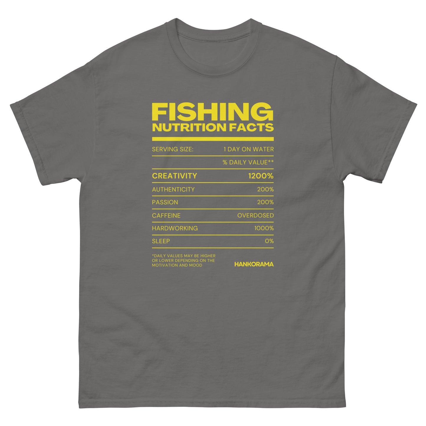 Fishing Nutrition Facts Tee Shirt