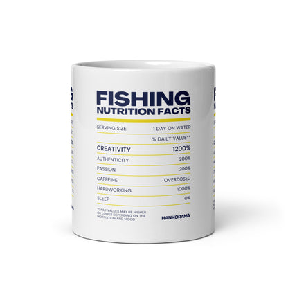 Fishing Nutrition Facts White glossy mug