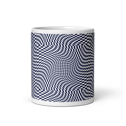 Lines Across Lines White glossy mug