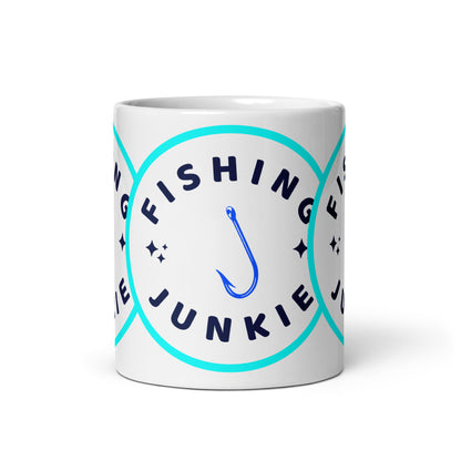 Fishing Junkie White glossy mug