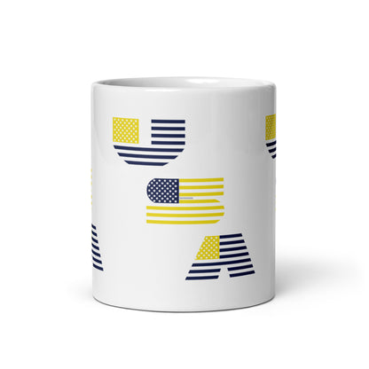 USA Grid White glossy mug