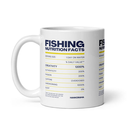 Fishing Nutrition Facts White glossy mug