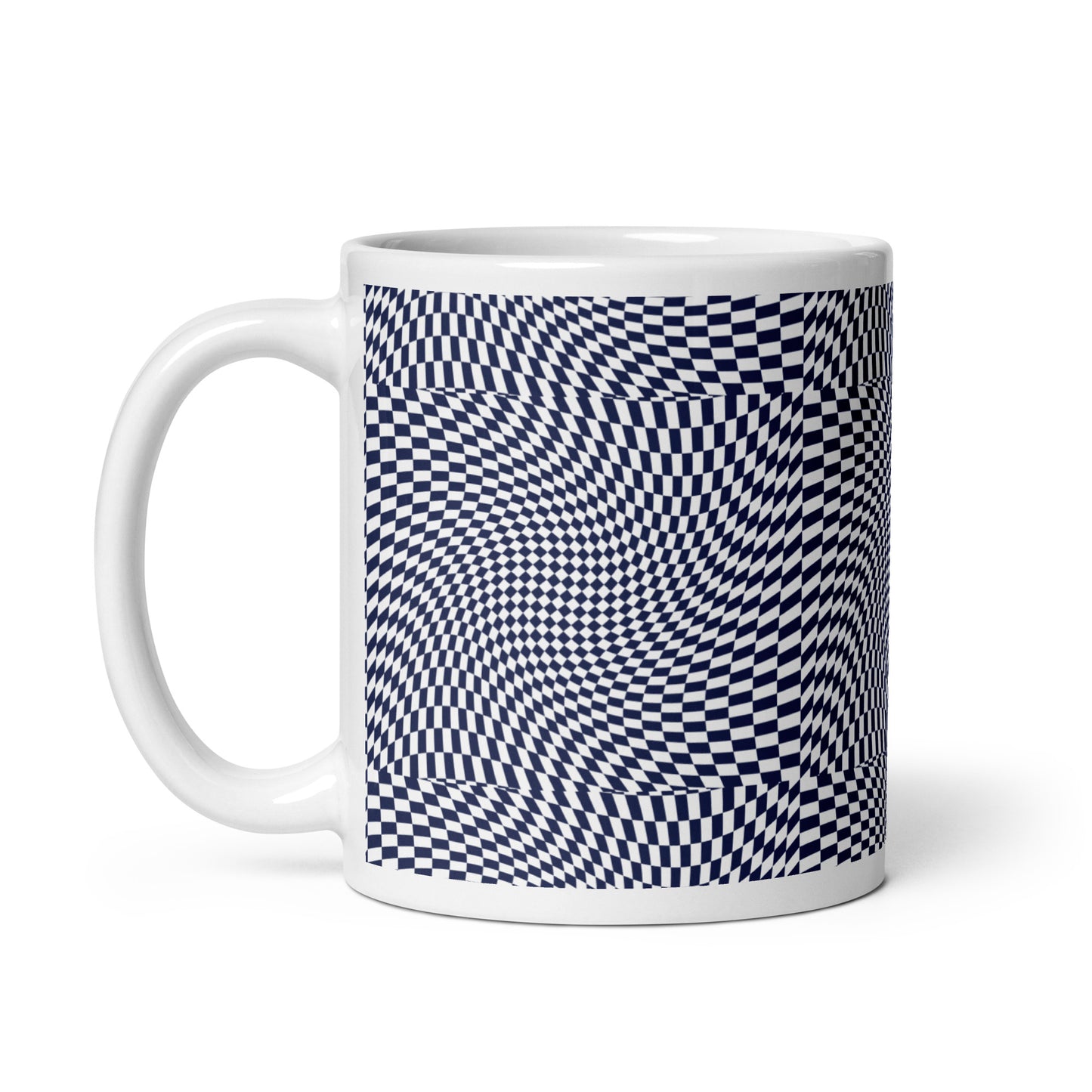 Lines Across Lines White glossy mug