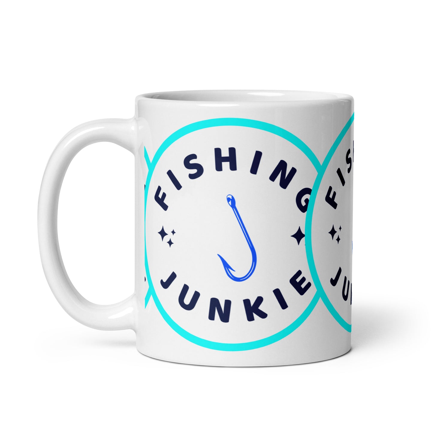 Fishing Junkie White glossy mug