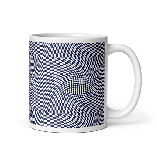 Lines Across Lines White glossy mug