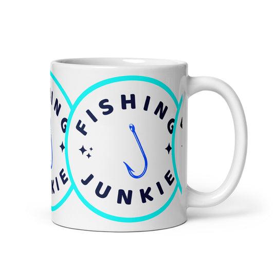 Fishing Junkie White glossy mug