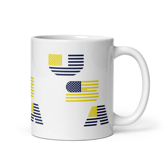 USA Grid White glossy mug