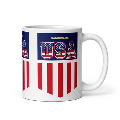 USA Flag White glossy mug