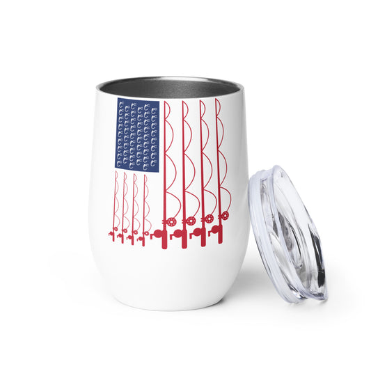 USA Fishing Lines Wine Tumbler