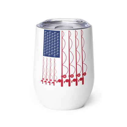 USA Fishing Lines Wine Tumbler